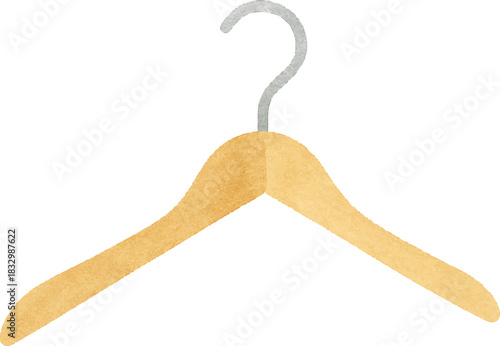 Illustration of a Wooden Clothes Hanger