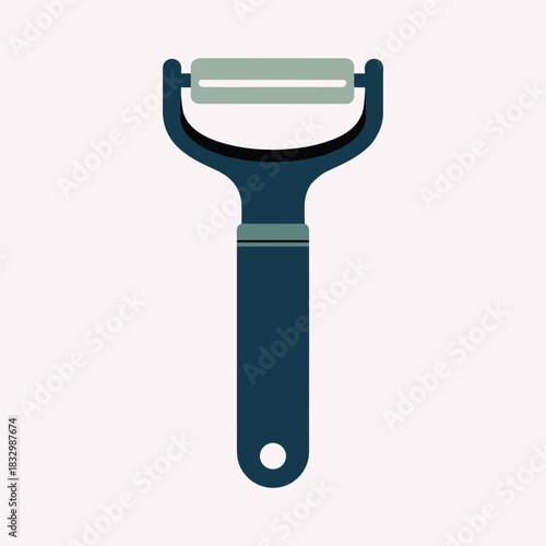 Dark Teal and Sage Green Swivel Head Vegetable Peeler with White Background kitchen tool cooking utensil