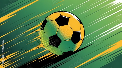 Abstract sports background with green and yellow gradient brushstrokes and halftone effect. dynamic grunge background. scratch and texture elements for design. Dynamic Brushstrokes. Illustration