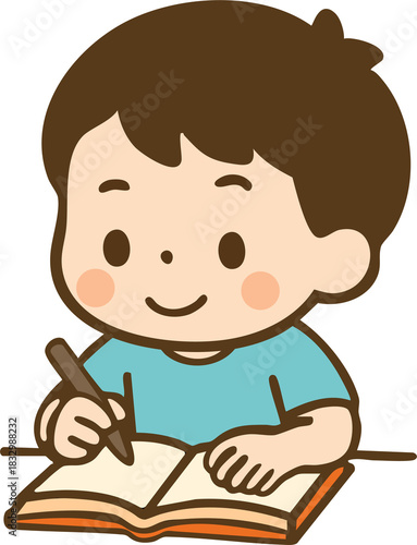 Kid writing in a Book