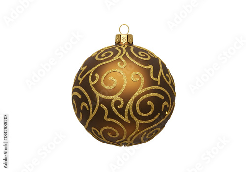 Golden christmas ball ornament isolated on transparent background