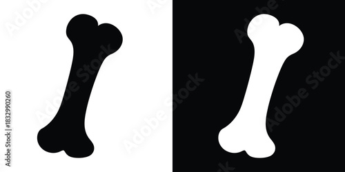 Dog bone silhouette vector, pet treat icon, bone shape vector illustration