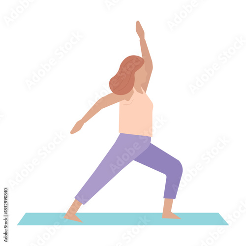 Young Woman Practicing Yoga Vector Illustration of Female Avatar for Wellness and Mindfulness.