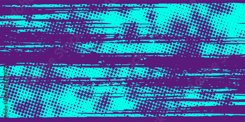 Abstract Sports Background with Blue and Purple Brush Texture and Halftone Effect. Grunge Background for Banner or Poster Design