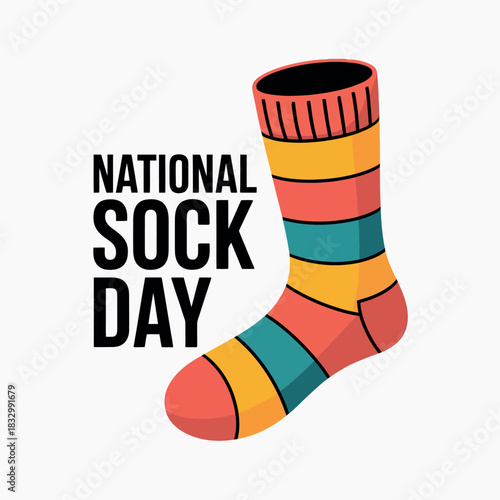 National Sock Day Colorful Striped Sock Celebration Illustration