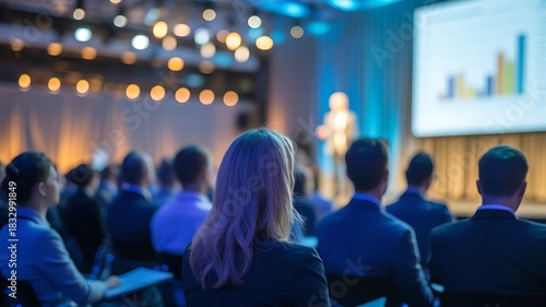 Blur of business Conference and Presentation in the blurred background of event concert lighting at conference hall. High quality.