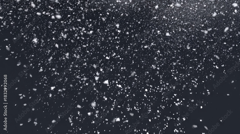 Obraz premium Soft snowflakes fall gently against a dark background, transforming the scene into a winter wonderland. The serene ambiance captures the beauty of the season