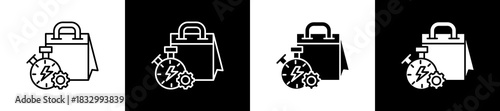 Limited icon set in line and glyph style on black and white background