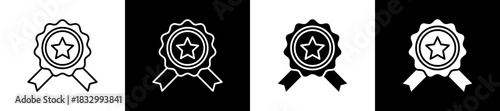 High-End icon set in line and glyph style on black and white background