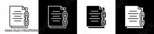Backlinks icon set in line and glyph style on black and white background