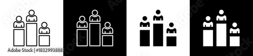 Ranking icon set in line and glyph style on black and white background