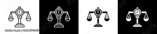 Compare icon set in line and glyph style on black and white background