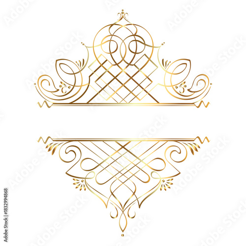 Elegant calligraphic decorative frame elements