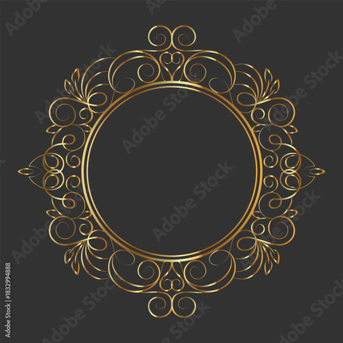 Elegant calligraphic decorative frame elements