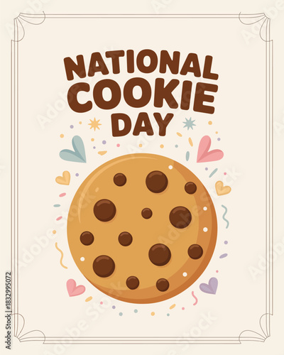 National Cookie Day Fun Cookie Design Celebration Illustration