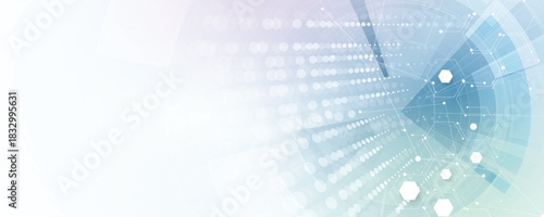 Molecule model with hexagons, DNA strands, connected neural web