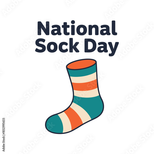 National Sock Day Colorful Striped Sock Celebration Illustration