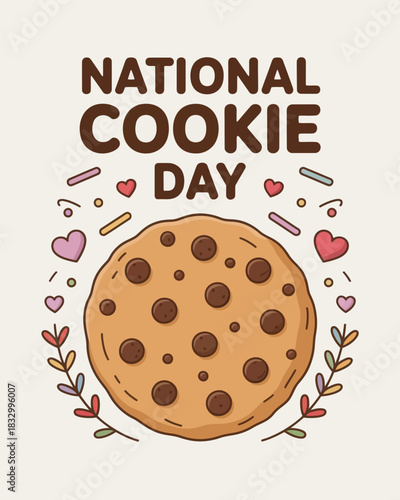 National Cookie Day Fun Cookie Design Celebration Illustration