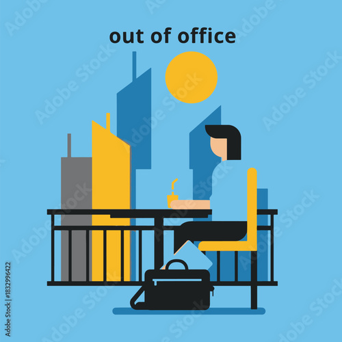 City professional enjoying a relaxed out of office moment on a high-rise balcony