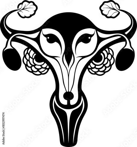 Female Reproductive System. Medical Isolated Illustration of Uterus, Ovaries, Fallopian Tubes. stock illustration  