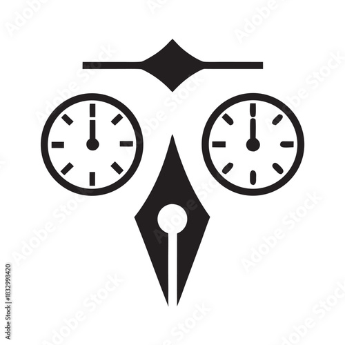 Pen Hourmark Birdbeak Vector Time Emblem