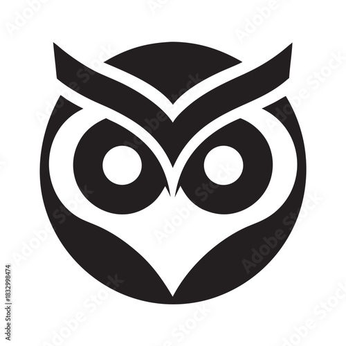 Neon Owl Eye Glow Logo Design