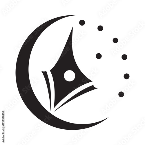 Moonlit Birdbeak Script Time Symbol Logo