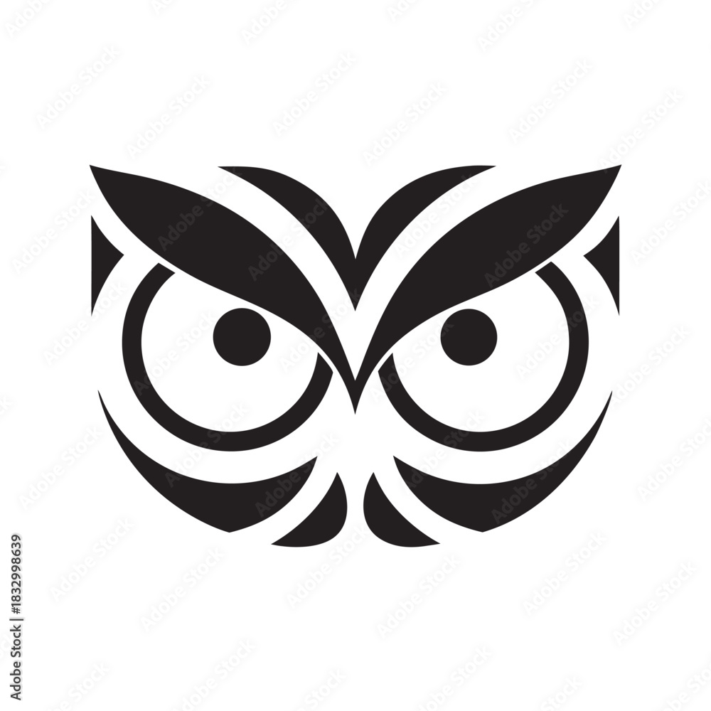 Obraz premium Floral Owl Eye Logo Ornamental Design