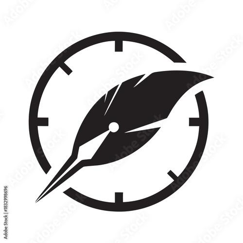 Feathered Timepen Symbol Creative Illustration