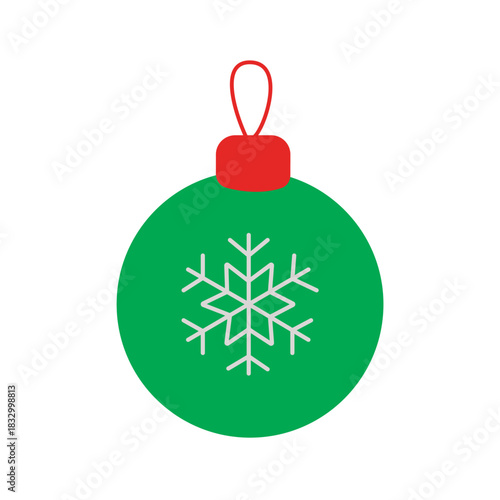 Christmas Ornament Ball Icon – Flat Holiday Decoration
