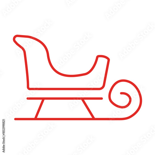 Santa Sleigh Icon – Flat Christmas Holiday Illustration