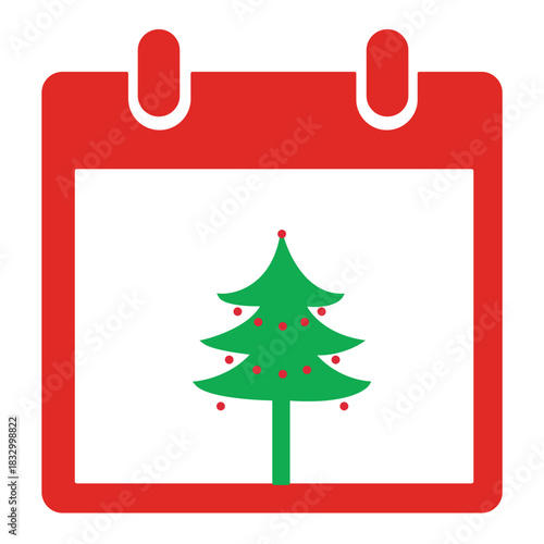 Christmas Calendar Icon – Flat Holiday Date Illustration