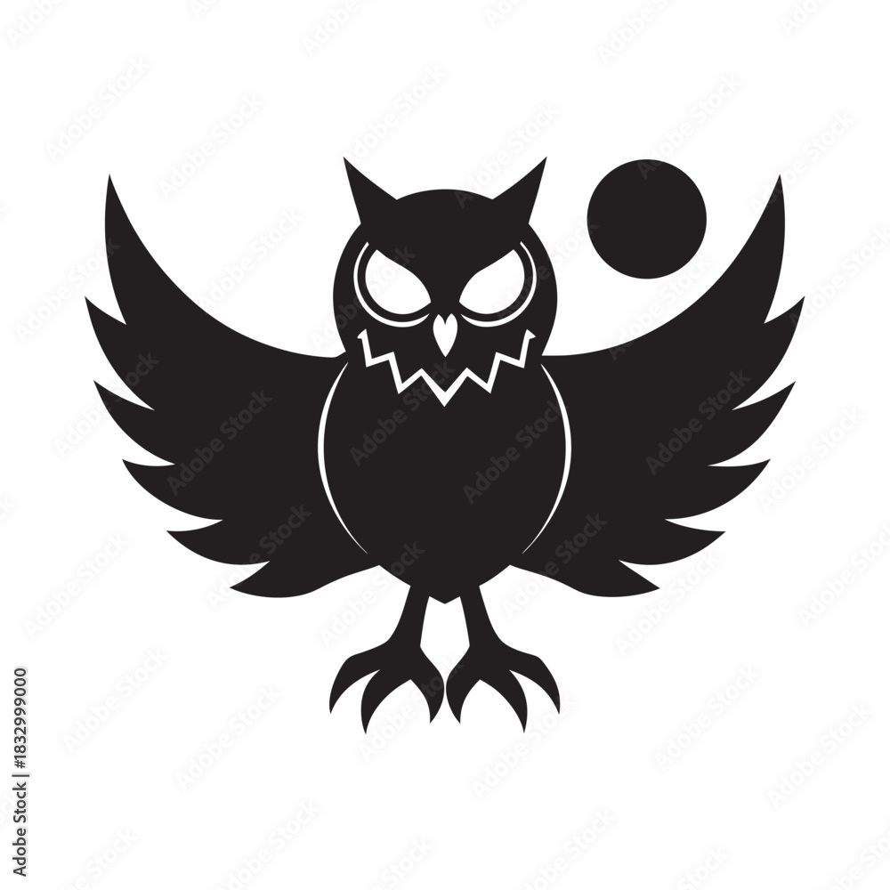 Obraz premium Lunar Owl Hold Emblem Mystic Artwork