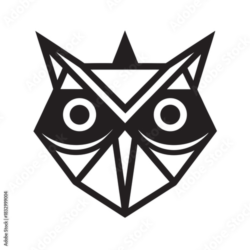 Geometric Owl Eye Mark Abstract Emblem