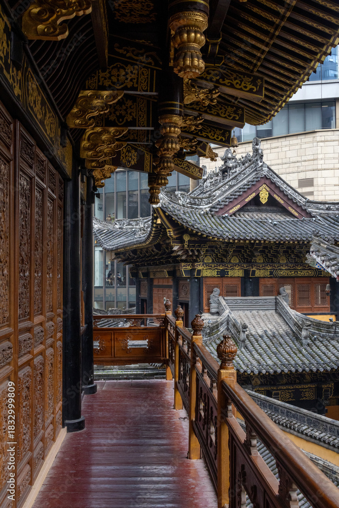 Obraz premium Chongqing’s Louhan Temple which features remarkably architectural design, in China