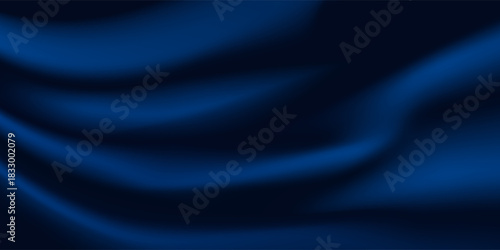  Black blue abstract background. Silk satin. Curtain, drapery. Shiny fabric. Dark. Wavy soft pleats. Navy blue elegant luxury background. Liquid wave effect. Gradient. Christmas. Festive.