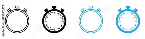 Stopwatch icon vector. Timer sign and symbol. Countdown icon. Period of time. Stopwatch icons for measuring time in black and blue tones.