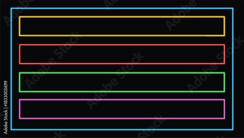 Bright Rectangular Boxes Displayed on Black