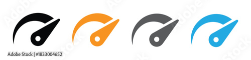 speed meter vector icon logo design. symbol of speed meter icon. Modern speedometer icons in black, orange, gray, and blue. Level meter speed vector illustration.