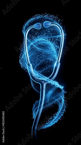 A luminous stethoscope, radiating with energy, symbolizing health, and well-being. Capturing the essence of medical care and innovation.
