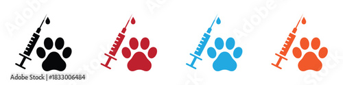 Pet clinic logo vector design. Suitable for business, medical, pet care, animal and health. Pet vaccination clinic providing modern health care icons.