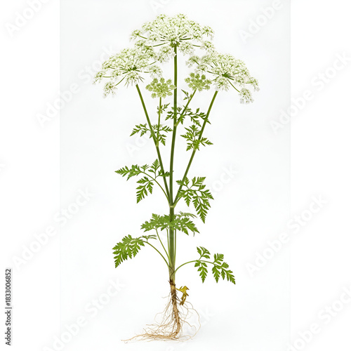 Ammi visnaga plant with umbrella flowers isolated