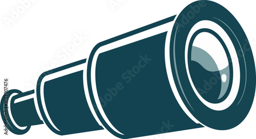 Stylized vector illustration of a vintage nautical spyglass or telescope, isolated on a white background