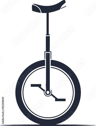 Isolated dark blue unicycle illustration on a white background