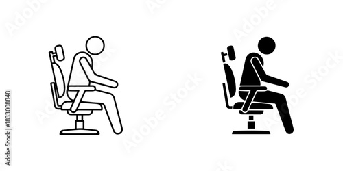 Illustration of poor ergonomic posture in an office chair, isolated on