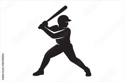 Silhouette of a baseball player preparing to swing a bat