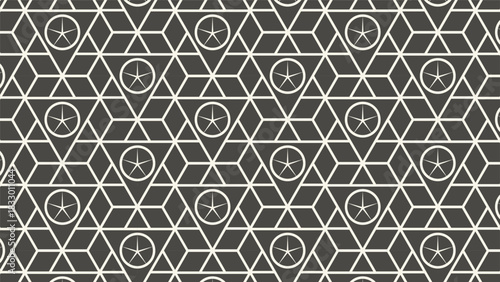 Geometric Pattern with Star Motifs in Circles.