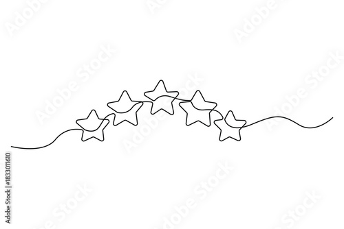 Continuous one line drawing of star rating Concept of rating service and customer reviews vector illustration
