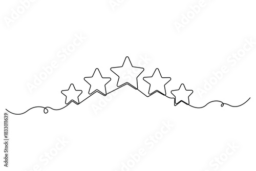 Continuous one line drawing of star rating Concept of rating service and customer reviews vector illustration
