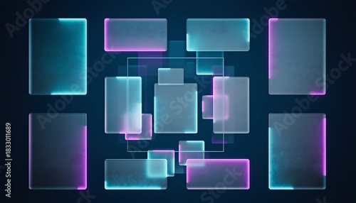 Isometric 3D Glass Infographic Dashboard Elements with KPI and Charts
